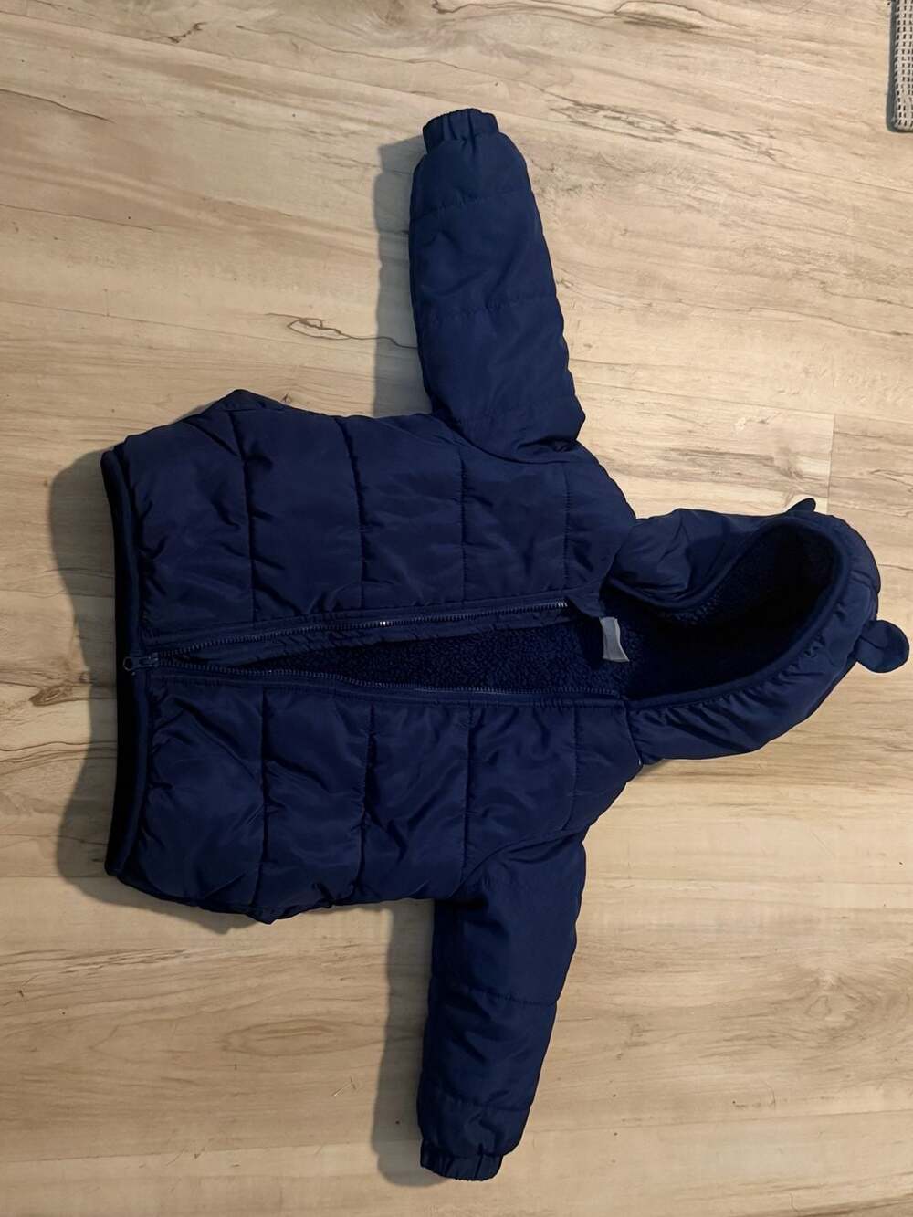 Old Navy Toddler Navy Blue Puffer Jacket With Bear Ears Hood